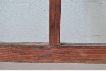 アンティーク建具　レトロ空間におすすめ!素朴な木味が魅力的な明かり取り2枚セット(明り取り、ガラス欄間)(R-080527)