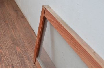 アンティーク建具　レトロ空間におすすめ!素朴な木味が魅力的な明かり取り2枚セット(明り取り、ガラス欄間)(R-080527)