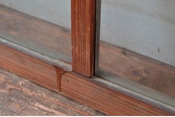 アンティーク建具　レトロ空間におすすめ!素朴な木味が魅力的な明かり取り2枚セット(明り取り、ガラス欄間)(R-080527)