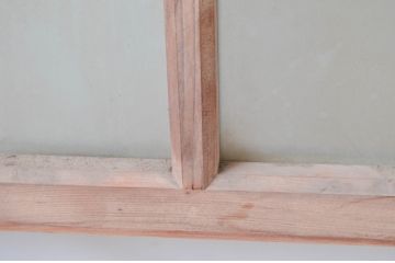 ビンテージ建具　レトロ空間におすすめ!　シンプルなデザインの明かり取り2枚セット(明り取り、ガラス欄間、ヴィンテージ)(R-080528)
