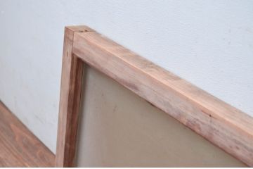 ビンテージ建具　レトロ空間におすすめ!　シンプルなデザインの明かり取り2枚セット(明り取り、ガラス欄間、ヴィンテージ)(R-080528)