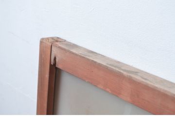 ビンテージ建具　レトロ空間におすすめ!　シンプルなデザインの明かり取り2枚セット(明り取り、ガラス欄間、ヴィンテージ)(R-080528)