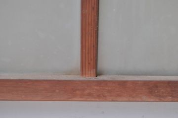 ビンテージ建具　レトロ空間におすすめ!　シンプルなデザインの明かり取り2枚セット(明り取り、ガラス欄間、ヴィンテージ)(R-080528)