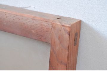 ビンテージ建具　レトロ空間におすすめ!　シンプルなデザインの明かり取り2枚セット(明り取り、ガラス欄間、ヴィンテージ)(R-080528)