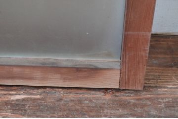 ビンテージ建具　レトロ空間におすすめ!　シンプルなデザインの明かり取り2枚セット(明り取り、ガラス欄間、ヴィンテージ)(R-080528)