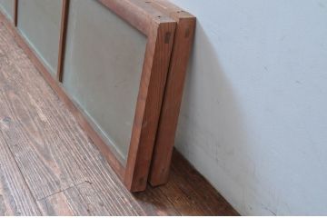 ビンテージ建具　レトロ空間におすすめ!　シンプルなデザインの明かり取り2枚セット(明り取り、ガラス欄間、ヴィンテージ)(R-080528)