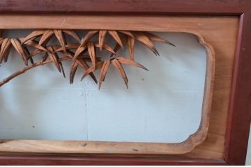 アンティーク建具　井波彫刻　今井徳造ノ刀　欠損あり　梅と竹の繊細な彫刻が目を惹く欄間2枚セット(明かり取り、明り取り、在銘)(R-080529)