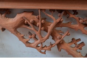 アンティーク建具　井波彫刻　今井徳造ノ刀　欠損あり　梅と竹の繊細な彫刻が目を惹く欄間2枚セット(明かり取り、明り取り、在銘)(R-080529)