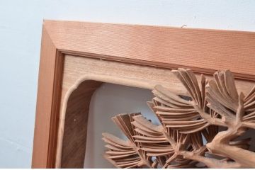 ビンテージ建具　井波彫刻　横山富介　松に鶴の繊細な彫刻が目を惹く欄間2枚セット(明かり取り、明り取り、ヴィンテージ)(R-080530)