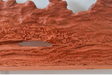 ビンテージ建具　屋久杉　自然な木の風合いが美しい欄間2枚セット(明り取り、明かり取り、ヴィンテージ)(R-080532)