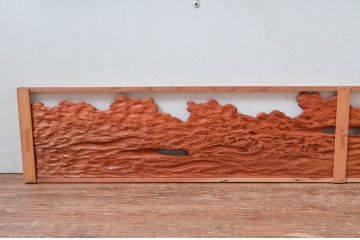 ビンテージ建具　屋久杉　自然な木の風合いが美しい欄間2枚セット(明り取り、明かり取り、ヴィンテージ)(R-080532)