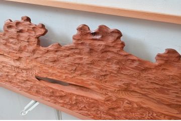 ビンテージ建具　屋久杉　自然な木の風合いが美しい欄間2枚セット(明り取り、明かり取り、ヴィンテージ)(R-080532)