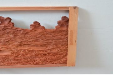 ビンテージ建具　屋久杉　自然な木の風合いが美しい欄間2枚セット(明り取り、明かり取り、ヴィンテージ)(R-080532)