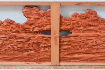 ビンテージ建具　屋久杉　自然な木の風合いが美しい欄間2枚セット(明り取り、明かり取り、ヴィンテージ)(R-080532)