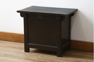 アジアンビンテージ　李朝家具　デザインと実用性を兼ね備えた豆びつ(韓国、豆櫃、米びつ、サイドテーブル、バンダヂ、バンダジ、バンダチ、収納箱、収納付きベンチ、スツール、店舗什器、ヴィンテージ)(R-080535)