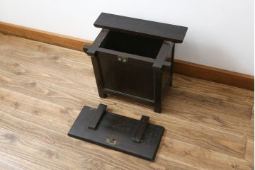 アジアンビンテージ　李朝家具　デザインと実用性を兼ね備えた豆びつ(韓国、豆櫃、米びつ、サイドテーブル、バンダヂ、バンダジ、バンダチ、収納箱、収納付きベンチ、スツール、店舗什器、ヴィンテージ)(R-080535)