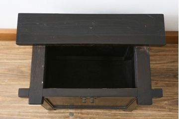 アジアンビンテージ　李朝家具　デザインと実用性を兼ね備えた豆びつ(韓国、豆櫃、米びつ、サイドテーブル、バンダヂ、バンダジ、バンダチ、収納箱、収納付きベンチ、スツール、店舗什器、ヴィンテージ)(R-080535)