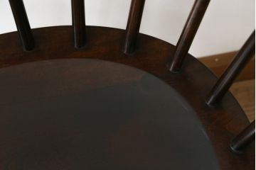 和製ビンテージ　松本民芸家具　#91型　落ち着きのある大人カフェ風インテリアが叶うキャプテンチェア2脚セット(アームチェア、板座チェア、ダイニングチェア、椅子、イス、ヴィンテージ)(定価2脚で約26万円)(R-080537)