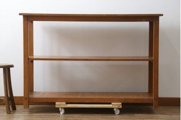 和製アンティーク　レトロナチュラルな雰囲気が素敵な飾り棚(陳列棚、収納棚、オープンラック、シェルフ、店舗什器)(R-080539)