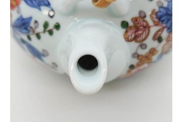 源右衛門　有田焼　古伊万里風　牡丹絵　緻密で華麗な色彩が見事な茶器セット(草花紋、金彩、土瓶、急須、湯呑み、湯飲み5客、湯のみ茶碗、蓋付、茶道具、煎茶、和食器、共箱付き、裏印)(R-080548)