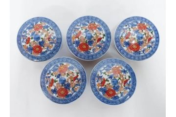 源右衛門　有田焼　古伊万里風　牡丹絵　緻密で華麗な色彩が見事な茶器セット(草花紋、金彩、土瓶、急須、湯呑み、湯飲み5客、湯のみ茶碗、蓋付、茶道具、煎茶、和食器、共箱付き、裏印)(R-080548)
