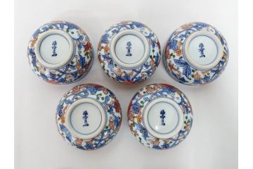 源右衛門　有田焼　古伊万里風　牡丹絵　緻密で華麗な色彩が見事な茶器セット(草花紋、金彩、土瓶、急須、湯呑み、湯飲み5客、湯のみ茶碗、蓋付、茶道具、煎茶、和食器、共箱付き、裏印)(R-080548)