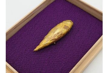 彫金家　信田洋　「竹の子」　Silver(シルバー)　春の息吹を感じさせる帯留(タケノコ、銀、台座、帯留め、着物道具、和装小物、アクセサリー共箱付き)(R-080551)