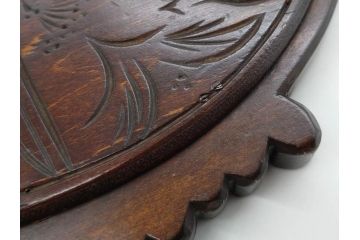ビンテージ　軽井沢彫り　ミラー　細かな彫刻の美しさに心も躍る手鏡(ヴィンテージ、ハンドミラー、木製、花)(R-080555)