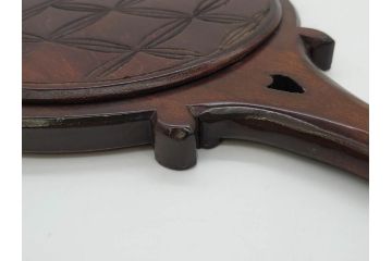 ビンテージ　軽井沢彫り　ミラー　細かな彫刻の美しさに心も躍る手鏡(ヴィンテージ、ハンドミラー、木製、花)(R-080555)