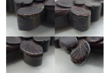ビンテージ　軽井沢彫り　ミラー　細かな彫刻の美しさに心も躍る手鏡(ヴィンテージ、ハンドミラー、木製、花)(R-080555)