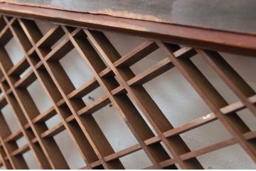 アンティーク建具　和モダンな空間づくりに活躍する組子欄間2枚セット(明り取り、明かり取り)(R-080562)