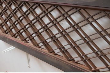 アンティーク建具　和モダンな空間づくりに活躍する組子欄間2枚セット(明り取り、明かり取り)(R-080562)