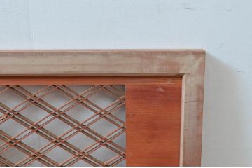 アンティーク建具　彫刻入り　松竹梅が彫り込まれた縁起の良いデザインが魅力的な組子欄間2枚セット(明り取り、明かり取り)(R-080564)