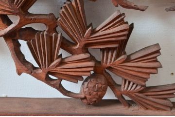 アンティーク建具　井波彫刻　光信作　和の空間を演出する松と梅の彫刻が魅力的な欄間2枚セット(明り取り、明かり取り)(R-080566)