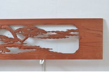 アンティーク建具　松　鶴　上品な和の空間づくりにおすすめな欄間2枚セット(明かり取り、明り取り)(R-080568)