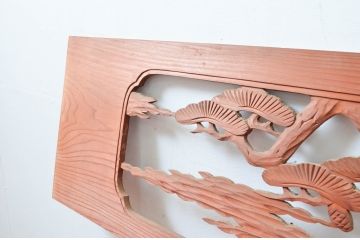 アンティーク建具　松　鶴　上品な和の空間づくりにおすすめな欄間2枚セット(明かり取り、明り取り)(R-080568)
