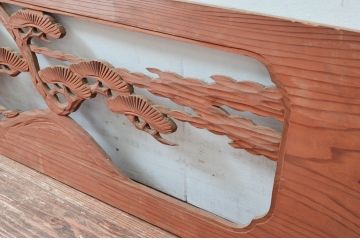 アンティーク建具　松　鶴　上品な和の空間づくりにおすすめな欄間2枚セット(明かり取り、明り取り)(R-080568)