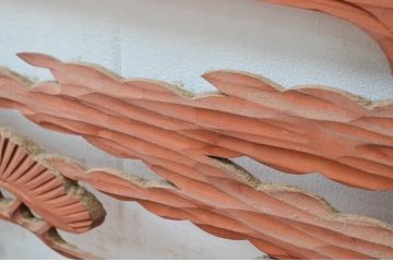 アンティーク建具　松　鶴　上品な和の空間づくりにおすすめな欄間2枚セット(明かり取り、明り取り)(R-080568)