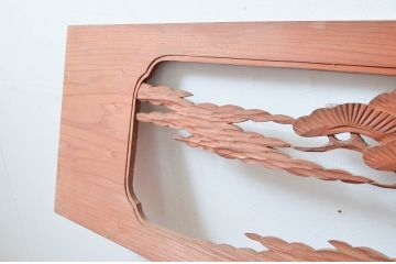 アンティーク建具　松　鶴　上品な和の空間づくりにおすすめな欄間2枚セット(明かり取り、明り取り)(R-080568)