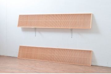中古　新品未使用　繊細な格子が目を惹く筬欄間2枚セット(明かり取り、明り取り、オサランマ、おさらんま、格子欄間)(R-080569)
