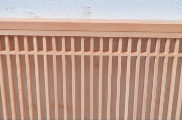 中古　新品未使用　繊細な格子が目を惹く筬欄間2枚セット(明かり取り、明り取り、オサランマ、おさらんま、格子欄間)(R-080569)