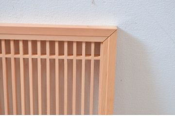 中古　新品未使用　繊細な格子が目を惹く筬欄間2枚セット(明かり取り、明り取り、オサランマ、おさらんま、格子欄間)(R-080569)