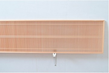 新古　未使用建具　枠(框)なし　細かな縦格子が美しい筬欄間2枚セット　(R-080570)