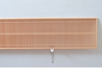 新古　未使用建具　枠(框)なし　細かな縦格子が美しい筬欄間2枚セット　(R-080571)