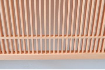 新古　未使用建具　枠(框)なし　細かな縦格子が美しい筬欄間2枚セット　(R-080573)