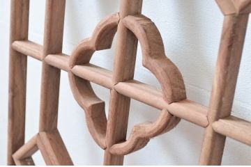 アジアン建具　激レア!希少　オリエンタルデザイン　こだわりの空間のアクセントになる作りの良い中国格子欄間2枚セット(韓国、明かり取り、明り取)(R-080574)