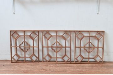 アジアン建具　激レア!希少　オリエンタルデザイン　こだわりの空間のアクセントになる作りの良い中国格子欄間2枚セット(韓国、明かり取り、明り取)(R-080574)