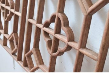 アジアン建具　激レア!希少　オリエンタルデザイン　こだわりの空間のアクセントになる作りの良い中国格子欄間2枚セット(韓国、明かり取り、明り取)(R-080574)