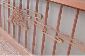 ビンテージ建具　両面ガラス　鶴に雲の図　落ち着いた和の空間を演出するガラス欄間1枚(明り取り、明かり取り)(R-080578)