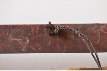 アンティーク建具　希少!!　江戸期　親子獅子の図　燻された味わいが魅力的な寺本堂の彫刻欄間(明り取り、明かり取り)(R-080579)